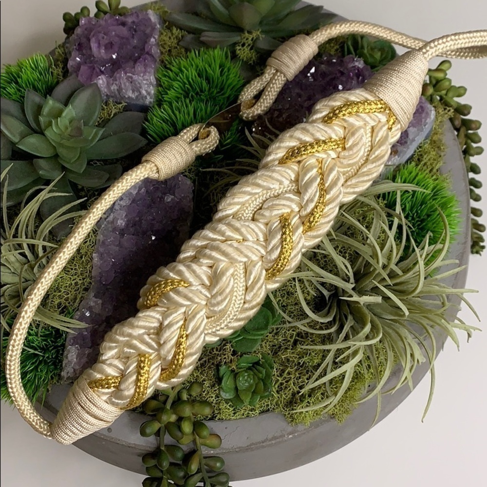 Vintage 70s Gold Rope Weave Hook Loop Closure waist belt women’s